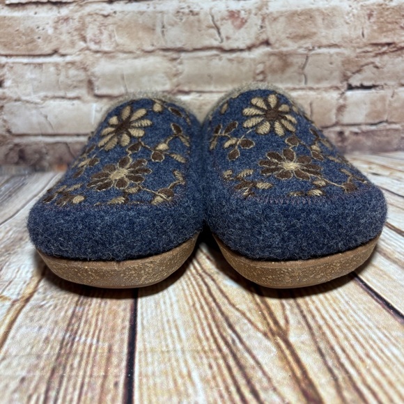 Taos Woolderness 2 EUR 40 US 9 -9.5 Navy Boiled Wool Cork Slip On Clog Slipper - Picture 6 of 12